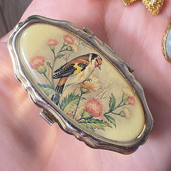 Vintage Bird Motif Trinket Box Pills Box - Picture 3 of 8